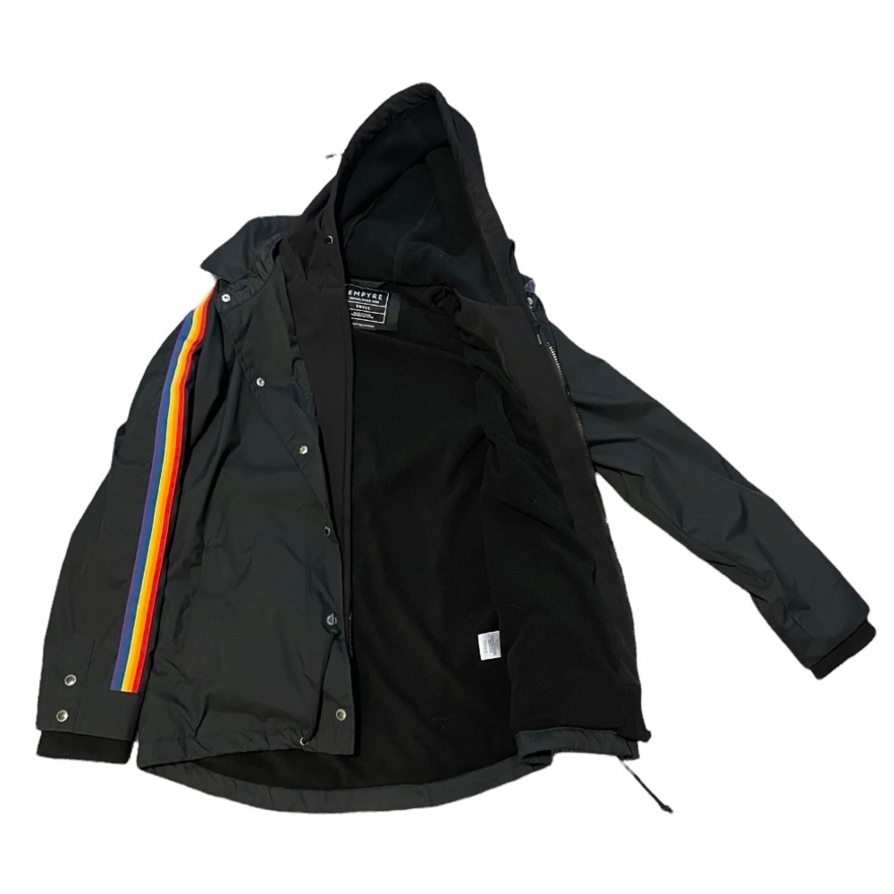 Black jacket with rainbow sleeve detail